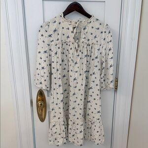 Womens Cream Floral Tie-Front Dress